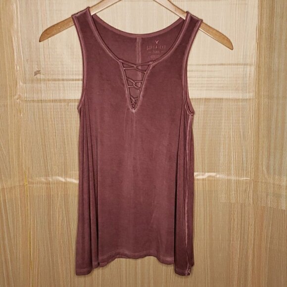 American Eagle Outfitters Tops - American Eagle Soft & Sexy Womens Mauve Pink Tye Die Swing Tank Top Small